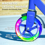 AIYAPLAY Scooter for Kids Aged 3-8 Years, with Adjustable Handle, Two Light Up Wheels, Handbrake, Rear Brake, Blue