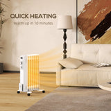 HOMCOM 1.5kW Seven Fin Oil-Filled Radiator - White