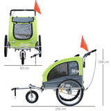 PawHut Dog Bike Trailer Pet Stroller Cart Carrier for Bicycle 360° Rotatable with Reflectors 3 Wheels Hitch Coupler Push/ Pull/ Brake Water Resistant Green