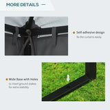 Outsunny 3 x 3 m Garden Gazebo Double Roof Marquee Patio Wedding Party Tent Canopy Shelter with Sidewalls, (Dark Grey)