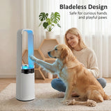 HOMCOM Bladeless Tower Fan, 36dB Standing Cooling Fan with Oscillating, LED Lights, 3 Speeds, 12H Timer, Remote Control