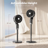 HOMCOM 20 dB Silent Standing Fan, Pedestal Fan with Remote, Oscillating, 8 Speeds, Adjustable Height, 12H Timer