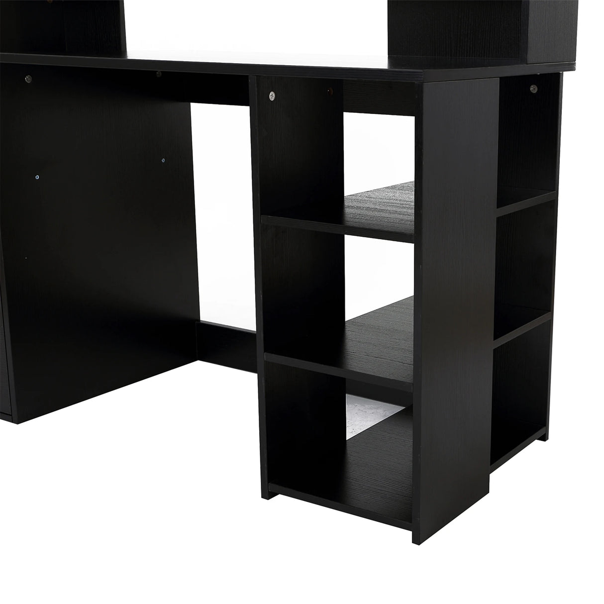 HOMCOM Computer Desk with Drawers and Storage Shelves, Office Desk Writing Table with Printer Stand, Large Workstation for Study Play Work Home Office, 137 x 55 x 92cm, Black