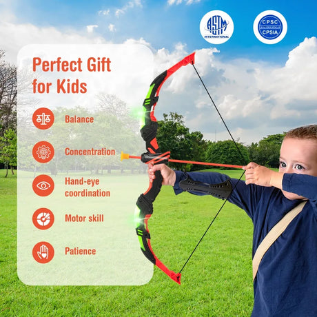 Youth Archery Bow Set with LED Light Up Bow and 20 Suction Cup Arrows for Kids