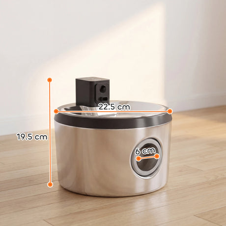PawHut Wireless Cat Water Fountain for Drinking Stainless Steel, 4L/135oz Battery Operated Cat Fountain Cordless, 6 Filters