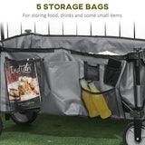 Outsunny Garden Trolley, Cargo Traile on Wheels, Folding Collapsible Camping Trolley, Outdoor Utility Wagon, Dark Grey