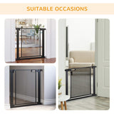 PawHut Dog Safety Gate, for Hallways, Staircases, Doors w/ Automatic Closing Door - Black