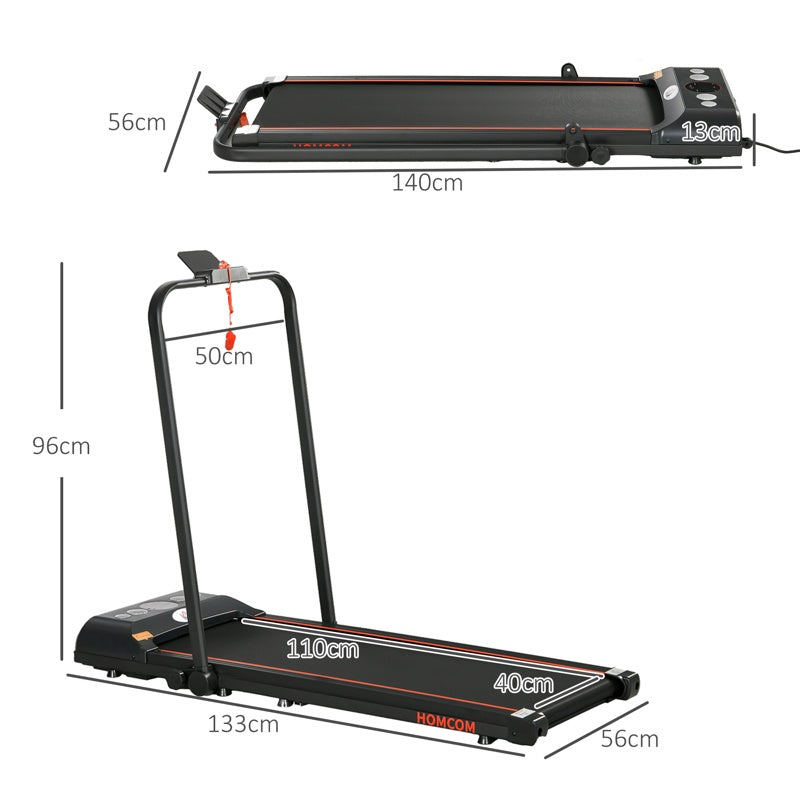 HOMCOM Foldable Walking Treadmill, with LED Display, for Home, Office & Fitness Studio