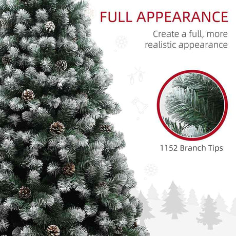 HOMCOM 7ft Snow-Dipped Artificial Pine Christmas Tree