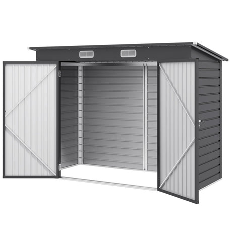 Outsunny 3.7 x 7.9ft Galvanised Steel Shed, with Latched Door and Padlock - Grey