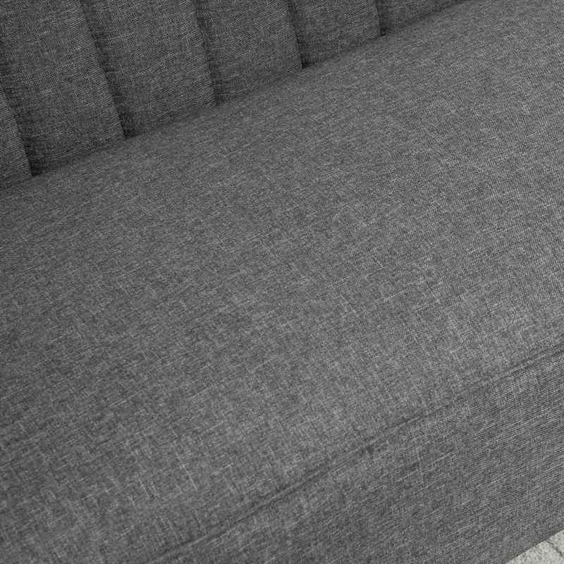 HOMCOM Modern Double Seat Sofa Loveseat Couch 2 Seater Compact Sofa Padded Linen Wood Leg Grey