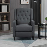 HOMCOM Wingback Recliner Chair for Home Theater, Button Tufted Microfibre Cloth Reclining Armchair with Leg Rest, Deep Grey