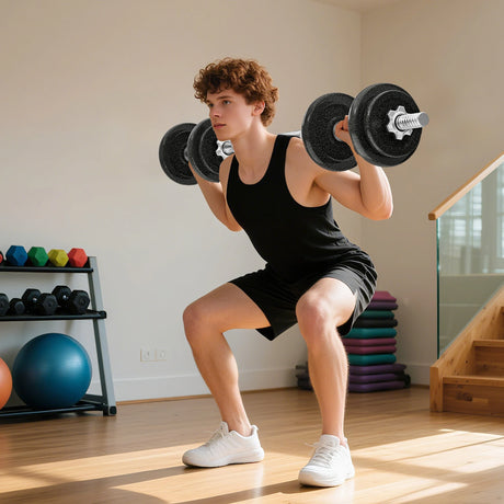 SPORTNOW 2-in-1 Adjustable Dumbbells Set, 20kg Weights Dumbbells Set with Non-Slip Grip for Strength Training, Weight Lifting, Bodybuilding, Home Gym Workout Equipment for Men & Women