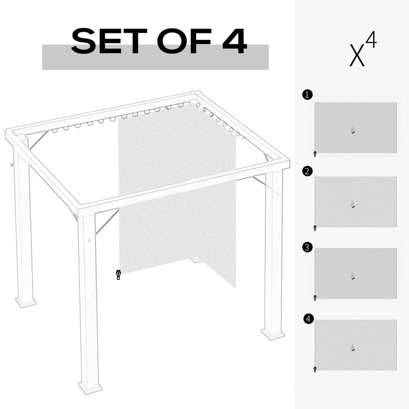 Outsunny 4 Pack Universal Gazebo Replacement Sidewalls Privacy Panel for Most 3 x 4m Gazebo Canopy Pavillion Outdoor Shelter Curtains Accessories Light Grey