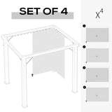 Outsunny 4 Pack Universal Gazebo Replacement Sidewalls Privacy Panel for Most 3 x 4m Gazebo Canopy Pavillion Outdoor Shelter Curtains Accessories Light Grey