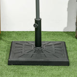 Outsunny 19kg Resin Garden Parasol Base Holder, Square Outdoor Market Umbrella Stand Weight for Poles of 32mm, 38mm, and 48mm, Black