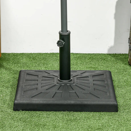 Outsunny 19kg Resin Garden Parasol Base Holder, Square Outdoor Market Umbrella Stand Weight for Poles of 32mm, 38mm, and 48mm, Black