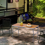 Outsunny 3ft Folding Camping Table Height Adjustable Aluminium Outdoor Garden Party Picnic BBQ Trestle Table Field Kitchen