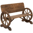 Outsunny Fir Wood 2-Seater Outdoor Garden Wagon Wheel Bench