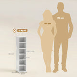 HOMCOM Set of 2 CD Media Display Shelf Unit Tower Rack with Adjustable Shelves, High Gloss White