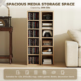 HOMCOM Set of 2 CD Media Display Shelf Unit Tower Rack with Adjustable Shelves, Oak
