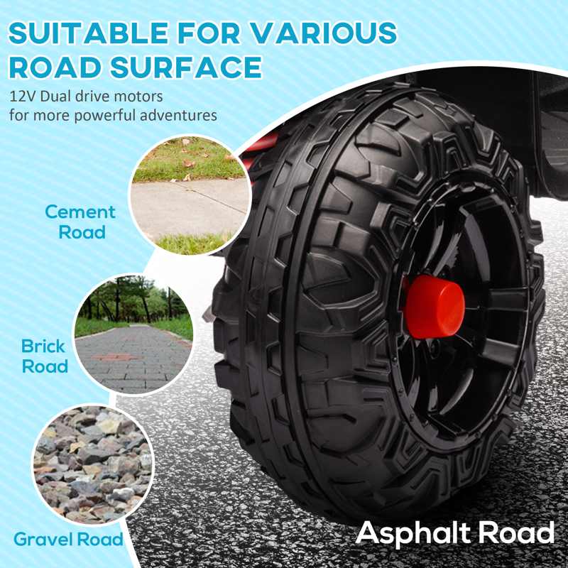 AIYAPLAY 12V Kids Electric Quad Bike w/ Spring Suspension System, Forward & Backward, LED Light, Music, MP3, Red