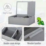 PawHut 94 cm Wooden Tortoise House Turtle Habitat Small Reptile Cage Enclosure with Two Room Grey