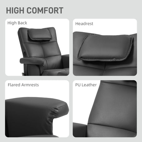 HOMCOM Faux Leather Massage Recliner Chair, with Storage Ottoman - Black