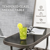 Outsunny 2 Seats Garden Glider Bench, Metal Frame Loveseat with Glass Top  Centre Table, Porch Rocking Glider for 2 Person, for Deck, Patio, Brown/ Grey