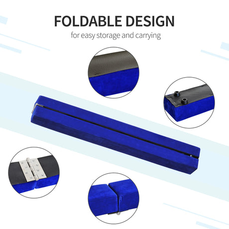 HOMCOM 2.1M 7FT Gymnastics Folding Balance Beam Home Gym Training Exercise Sports - Blue