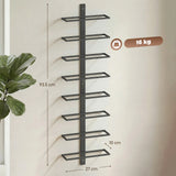 HOMCOM Wall Mounted Wine Rack, 8 Tier Metal Wine Display Rack, Storage Holder for Kitchen, Black