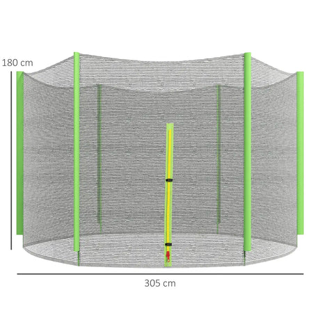 SPORTNOW 10ft Trampoline Net Replacement with 6 Plastic Pole Covers, Weather-Resistant Trampoline Netting Replacement with Zipped Entrance, Poles Not Included, Green