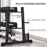 SPORTNOW 3-Tier Dumbbell Rack, Versatile Weight Rack with 4 Weight Rods for Dumbbells, Kettlebells and Plates (Rack Only)