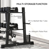 SPORTNOW 3-Tier Dumbbell Rack, Versatile Weight Rack with 4 Weight Rods for Dumbbells, Kettlebells and Plates (Rack Only)