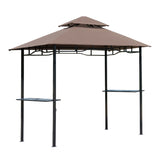 Outsunny 2.5M (8ft) New Double-Tier BBQ Gazebo Grill Canopy Barbecue Tent Shelter Patio Deck Cover - Coffee