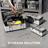 HOMCOM 3 Pieces Stainless Steel Toolbox Set, 23"/ 19"/ 16"