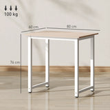 HOMCOM Computer Desk, Writing Table, 80 x 60 x 76cm Workstation for Home Office, Study with Metal Frame, Simple Assembly, White