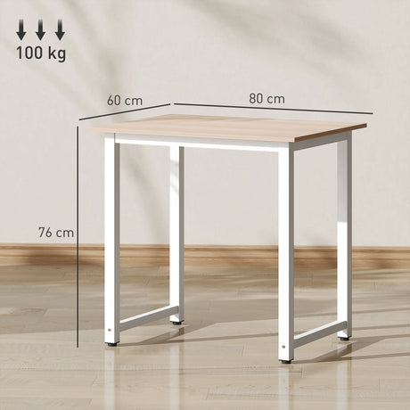 HOMCOM Computer Desk, Writing Table, 80 x 60 x 76cm Workstation for Home Office, Study with Metal Frame, Simple Assembly, White