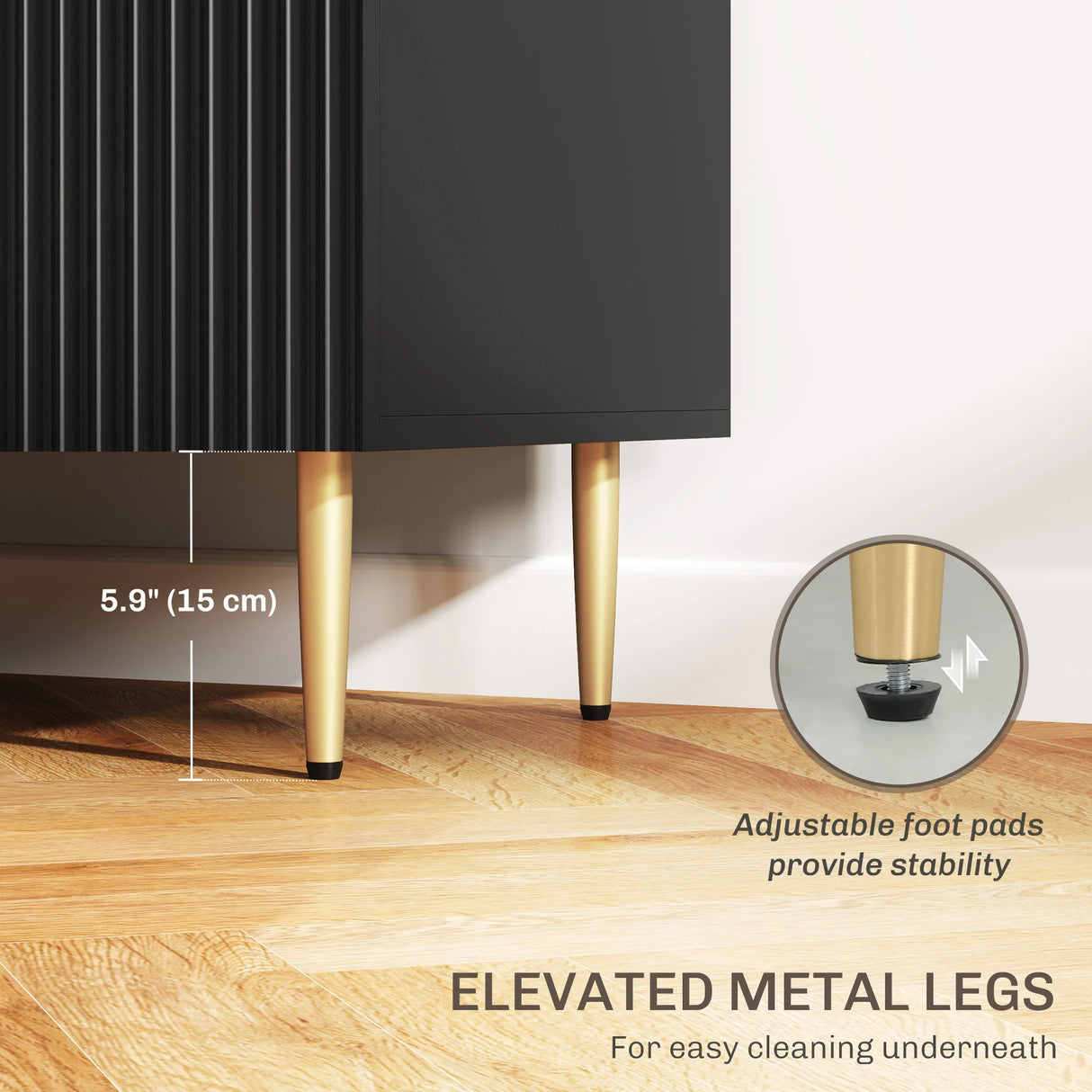 HOMCOM 2-Door Sideboard with 3 Drawers and Adjustable Shelves - Black