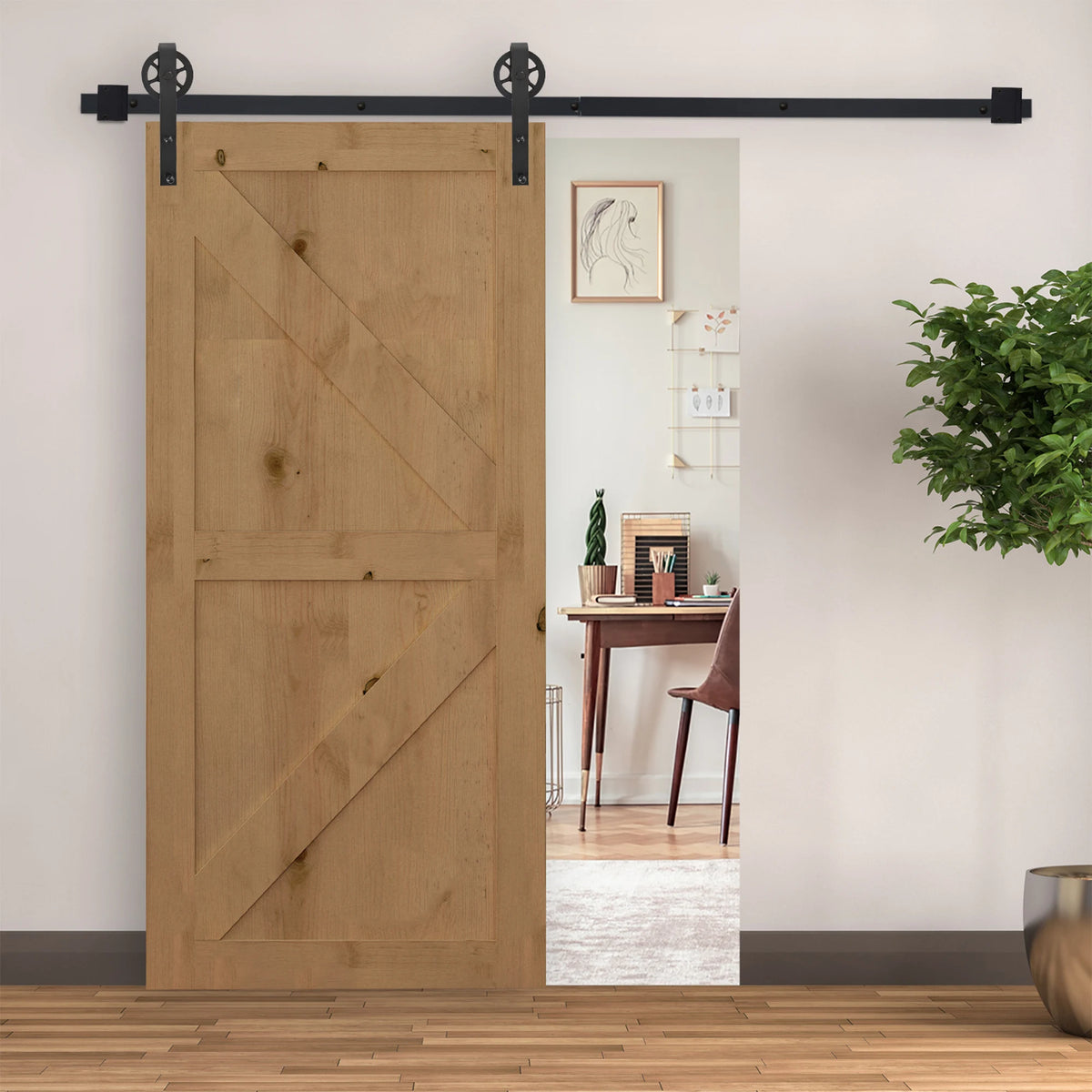 HOMCOM 6.6 FT/ 2000mm Carbon Steel Sliding Barn Door Kits Hardware Clo ...