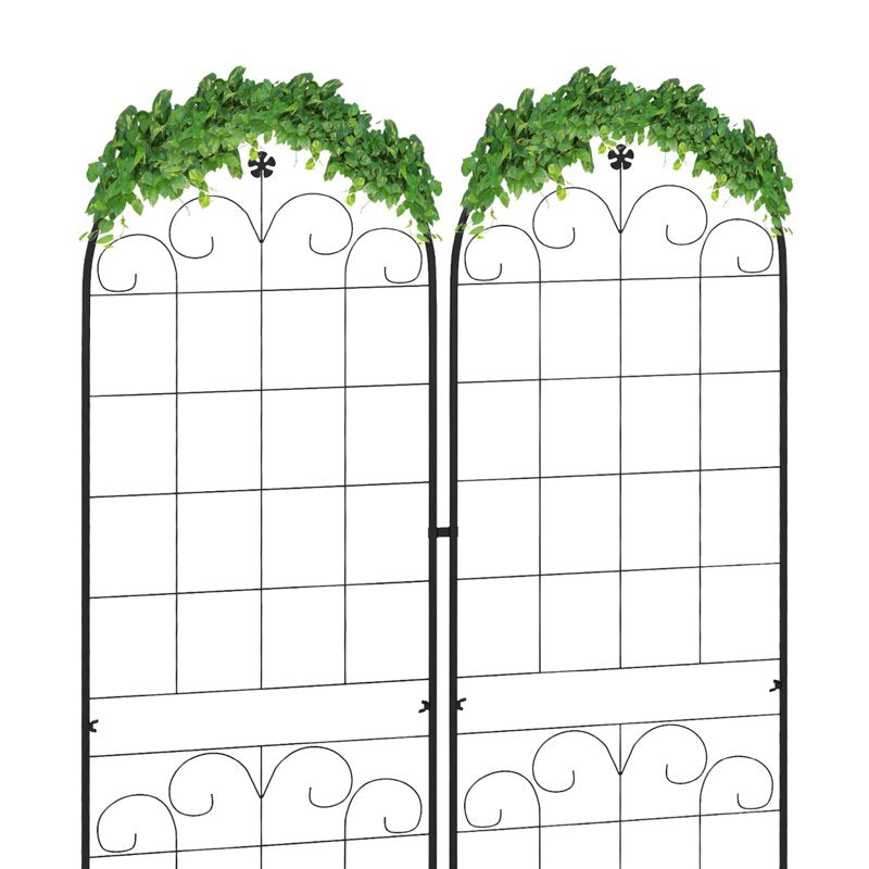 Outsunny Metal Trellis Set of 2, Garden Trellis for Climbing Plants Support Frames, Floral Design