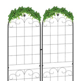 Outsunny Metal Trellis Set of 2, Garden Trellis for Climbing Plants Support Frames, Floral Design