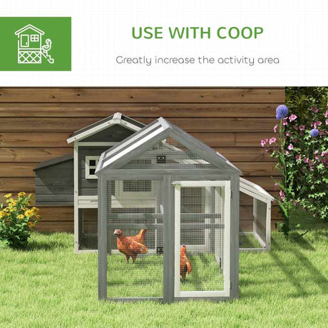 PawHut Large Chicken Run, Wooden Chicken coop, with Combinable Design - Wood Effect