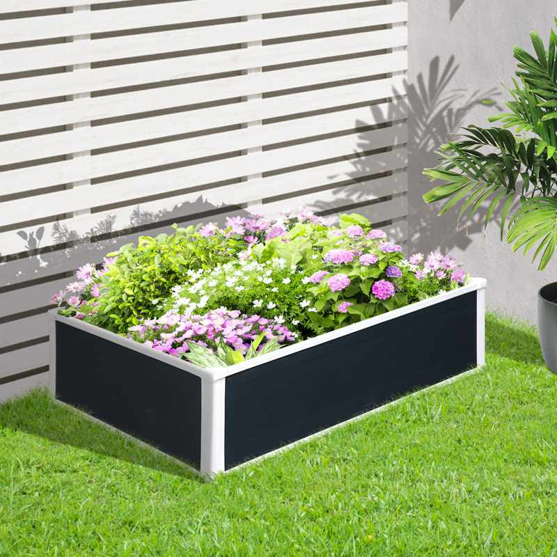 Outsunny 221L Raised Garden Bed, Weather-resistant PP Planter Box Containers for Outdoor Patio Plant Flower Vegetable,100 x 80 x 30 cm