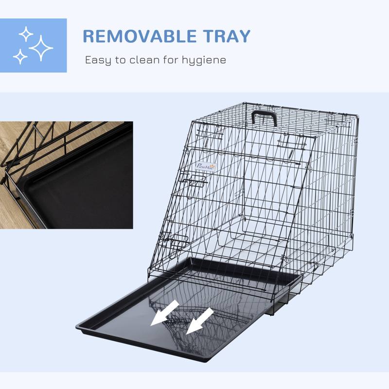 Pawhut Trapeze Collapsible Dog Pet Travel Box Cage Removable Tray 77 x 47 x 55cm