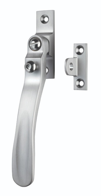 VICTORIAN - CASEMENT FASTENER WEDGE PATTERN - LOCKABLE SUITABLE FOR WEATHER STRIPPED WINDOWS - SATIN CHROME - 57MM X 13MM - EACH