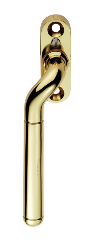 CRANKED LOCKING ESPAG. HANDLE LEFT HAND - POLISHED BRASS - 110MM - EACH