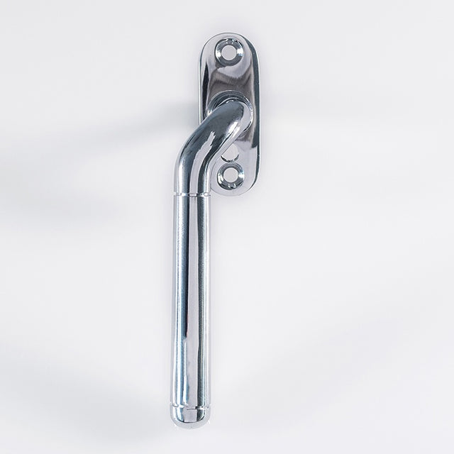 CRANKED LOCKING ESPAG. HANDLE LEFT HAND - POLISHED CHROME - 110MM - EACH