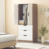 HOMCOM Two Door, Two Drawer Wardrobe - White/Brown