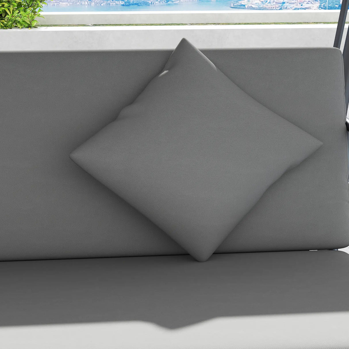 Outsunny Outdoor 2-in-1 Swing Chair Lounger 3 Seater Garden Swing Seat Bed Convertible Tilt Canopy W/ Cushion, Light Grey